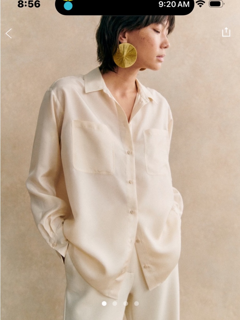 Sezane Maxence Cream Button-Up Shirt
